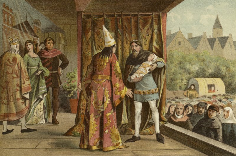 Representación teatral, siglo XIV de Dutch School