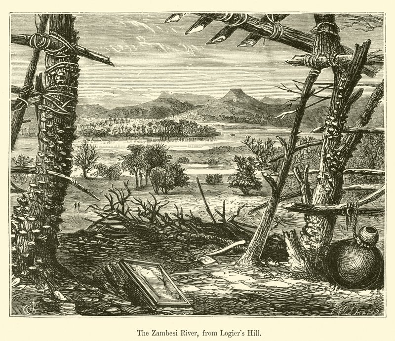 El río Zambezi, desde la colina de Logier de E. Jennings