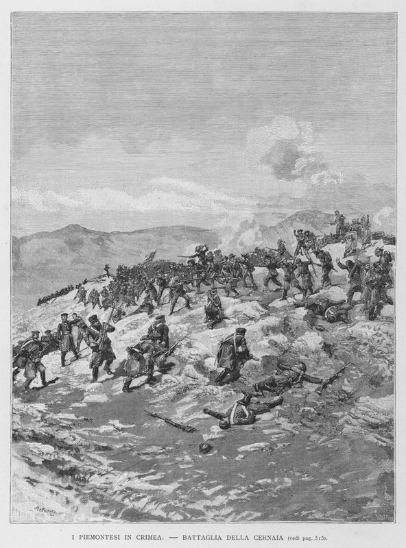 I Piemontesi In Crimea (grabado) de Edouardo Matania