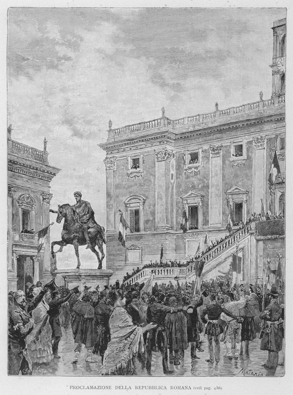 Proclamación de la República Romana (grabado) de Edouardo Matania