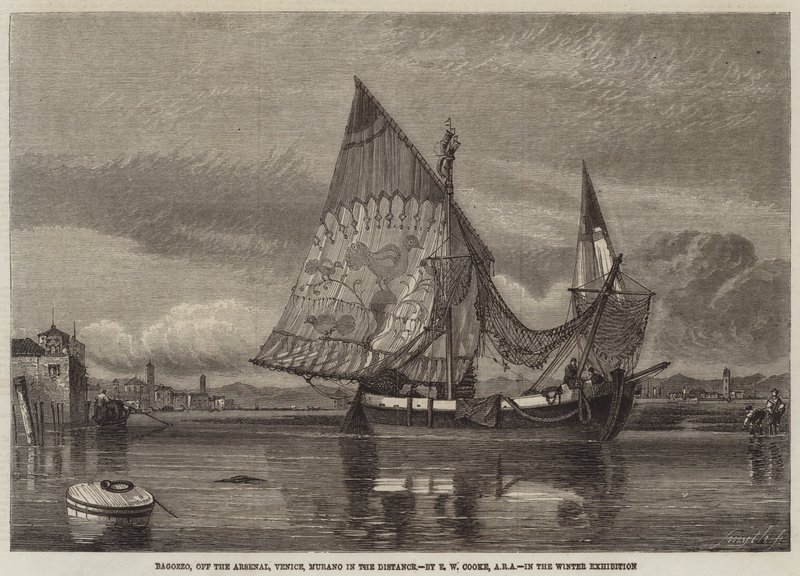 Bagozzo, frente al Arsenal, Venecia, Murano en la distancia de Edward William Cooke