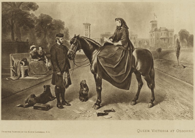 La Reina Victoria sentada en un caballo en Osborne de Edwin Landseer