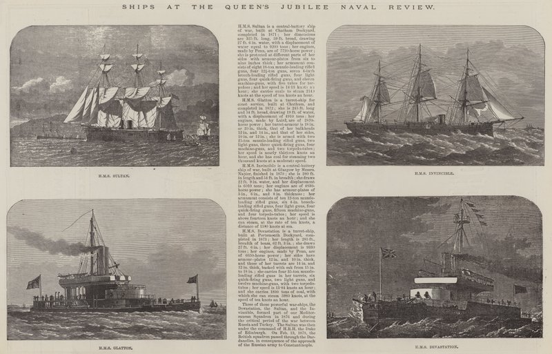 Barcos en la revisión naval del jubileo de la reina de Edwin Weedon