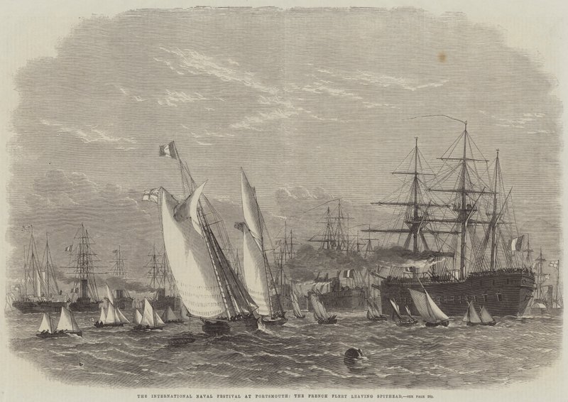 El Festival Naval Internacional en Portsmouth, la Flota Francesa saliendo de Spithead de Edwin Weedon