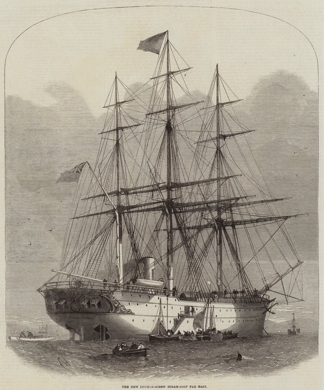 El nuevo barco de vapor de doble hélice Lejano Oriente de Edwin Weedon