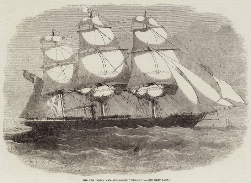 El nuevo barco de vapor del correo indio Inglaterra de Edwin Weedon
