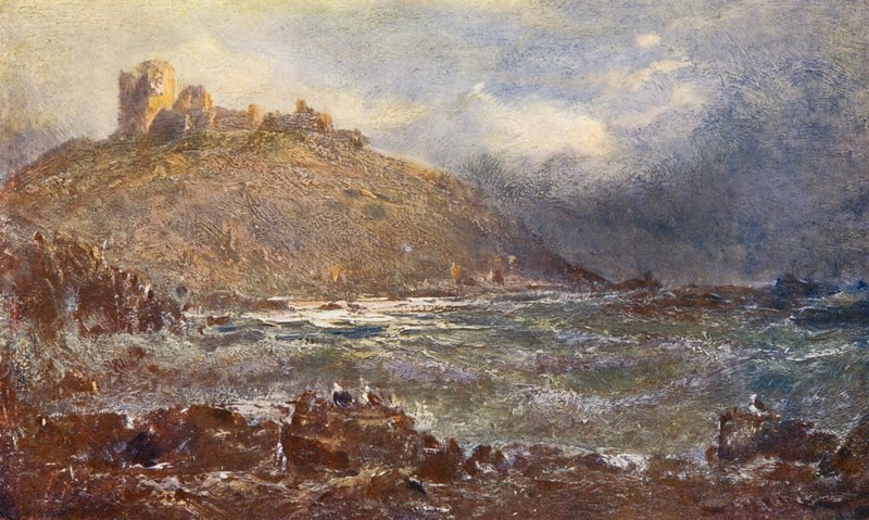 Castillo de Criccieth (litografía en color) de Edwin Hayes