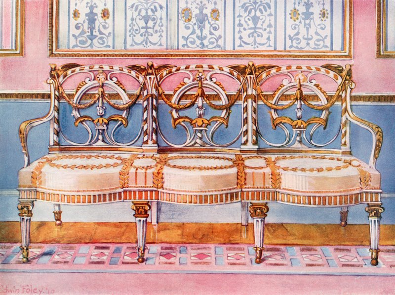 Sofá Blanco Dorado y Pintado--Influencia de Pergolesi de Edwin John Foley