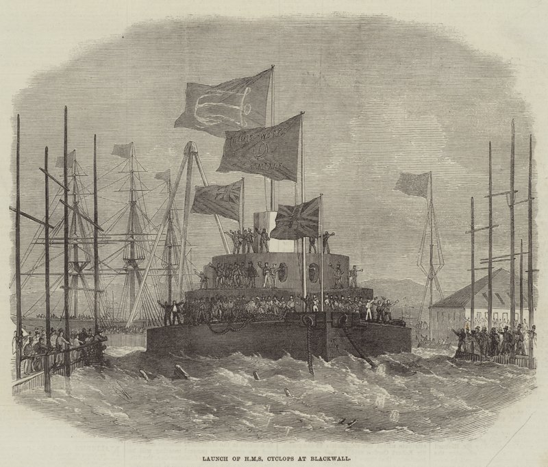 Lanzamiento del HMS Cyclops en Blackwall de Edwin Weedon
