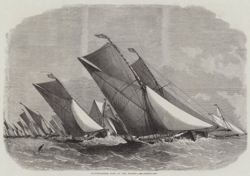 Carrera de barcazas de vela en el Támesis de Edwin Weedon