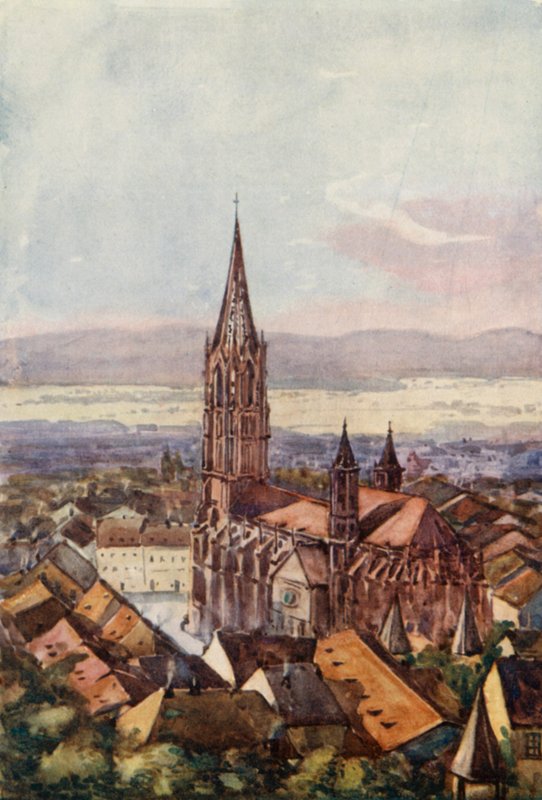 El Rin: Friburgo de Brisgovia (litografía en color) de Effie Jardine