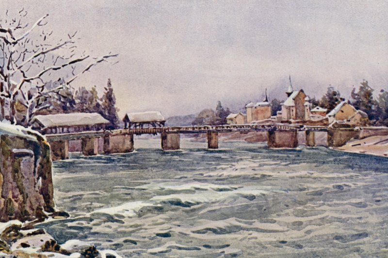 El Rin: Rheinfelden (litografía en color) de Effie Jardine