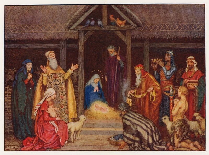 Villancicos: La Natividad (litografía en color) de Eleanor Fortescue Brickdale