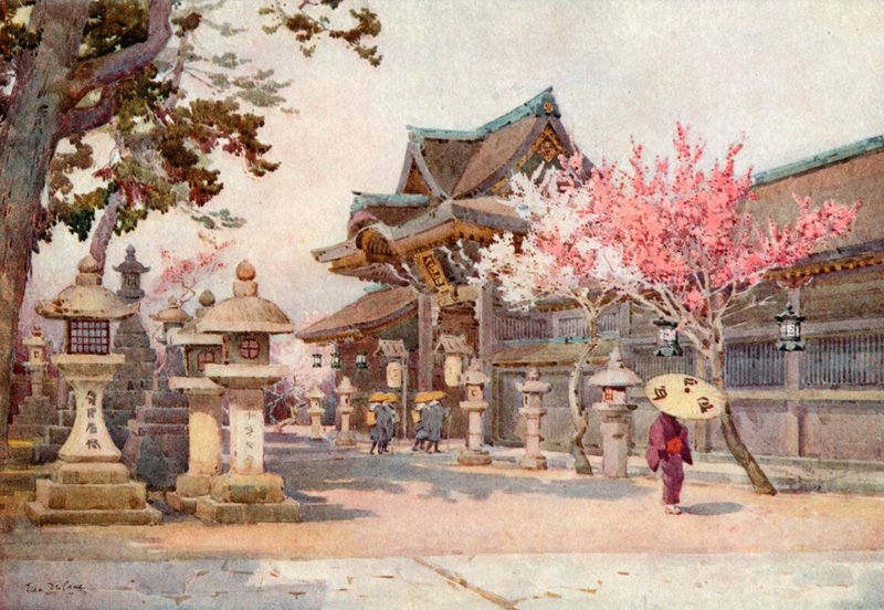 En Kitano Tenjin (litografía en color) de Ella Du Cane