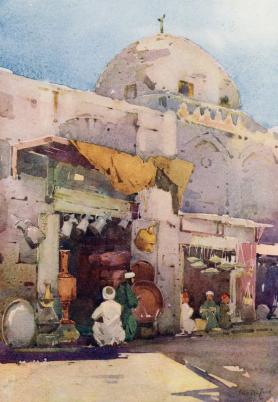 Bazar de los cobres, El Cairo (litografía en color) de Ella Du Cane