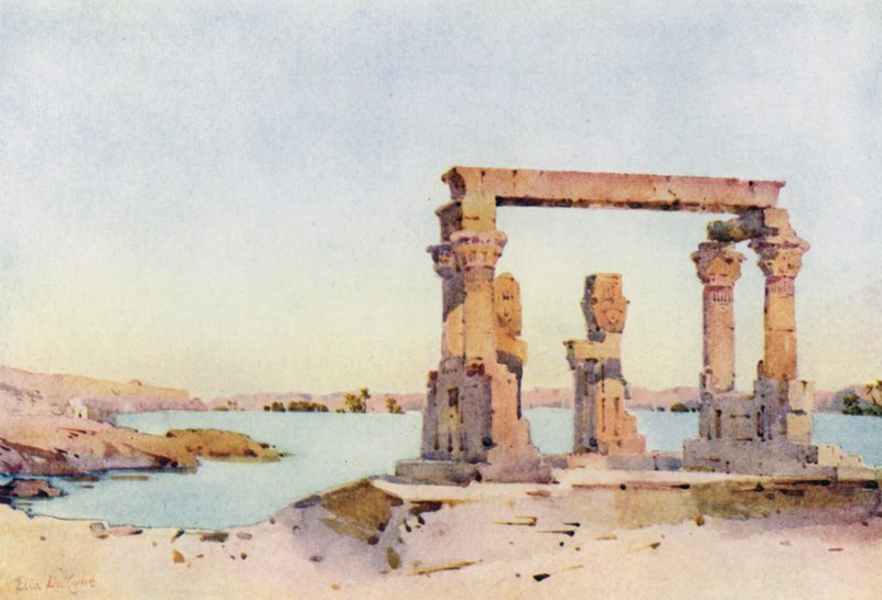 Templo de Kertassi, Nubia (litografía en color) de Ella Du Cane