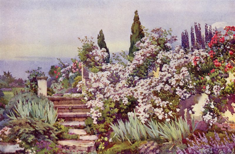 The Garden Steps (litografía en color) de Ella Du Cane