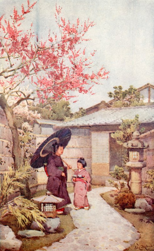 El ciruelo en flor de Kobai (litografía en color) de Ella Du Cane