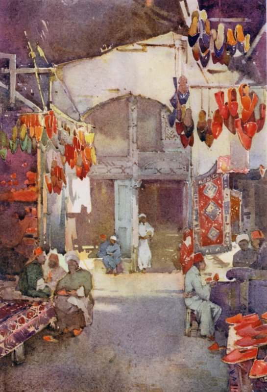 El bazar del calzado, El Cairo (litografía en color) de Ella Du Cane