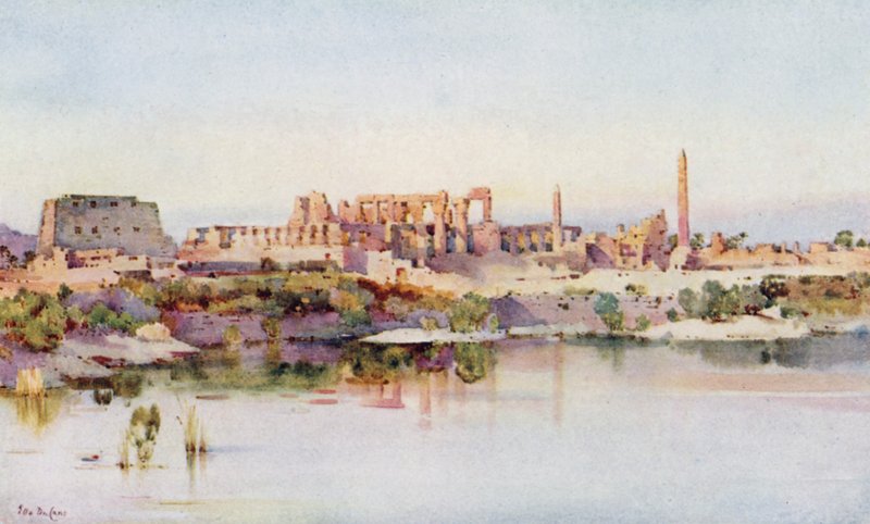 El templo de Karnak (litografía en color) de Ella Du Cane