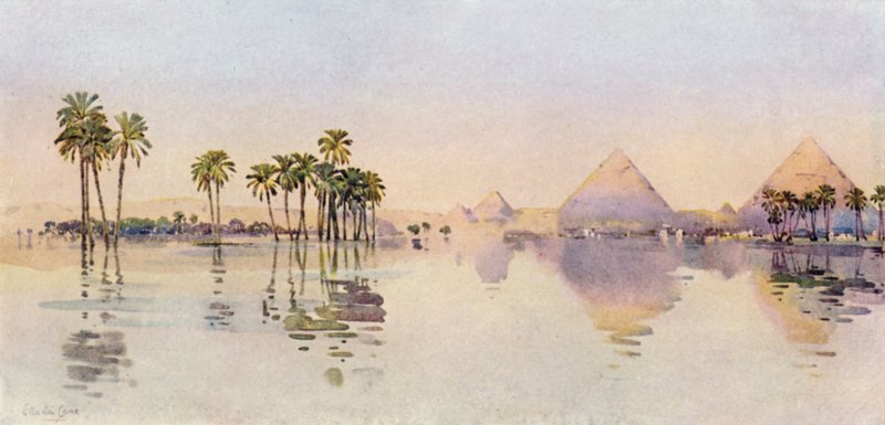 La Tercera Pirámide, Giza (litografía en color) de Ella Du Cane