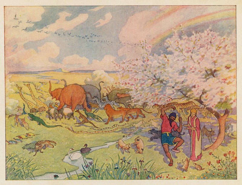 Arca de Noé: El arco iris (litografía en color) de Elmer Boyd Smith