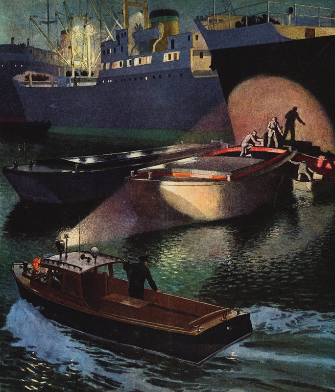 Policía fluvial de Londres en acción, años 1960 de English School
