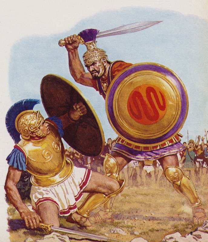 París y Menelao en combate de English School
