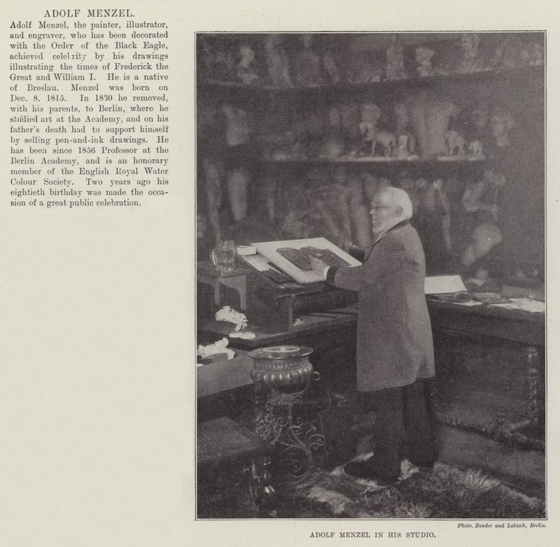 Adolf Menzel en su estudio de English Photographer