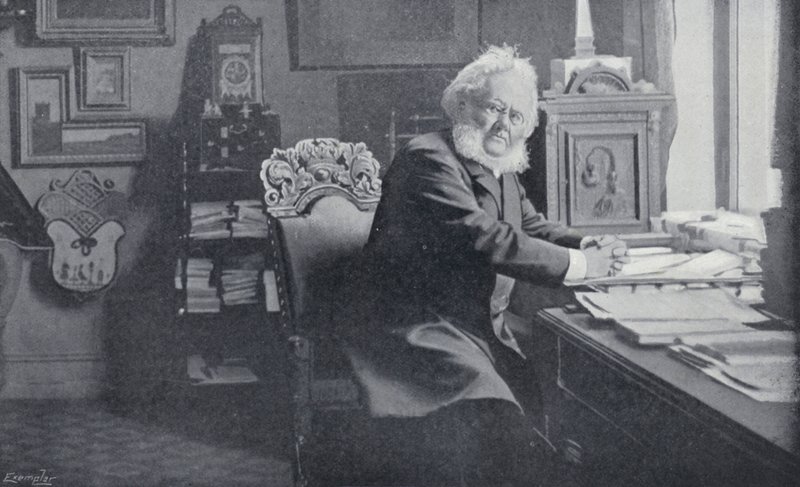 Ibsen en su estudio (foto en blanco y negro) de English Photographer