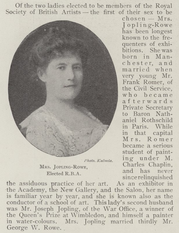 Sra. Jopling-Rowe, elegida RBA de English Photographer