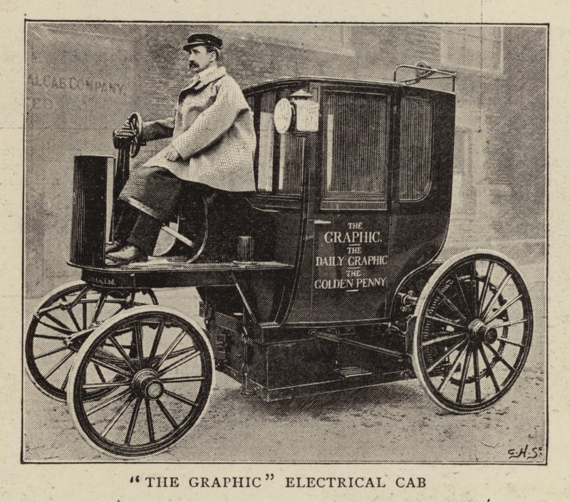El taxi eléctrico gráfico de English Photographer