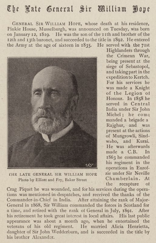 El difunto General Sir William Hope de English Photographer