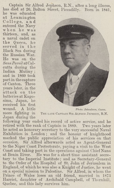 El difunto Capitán Sir Alfred Jephson, RN de English Photographer