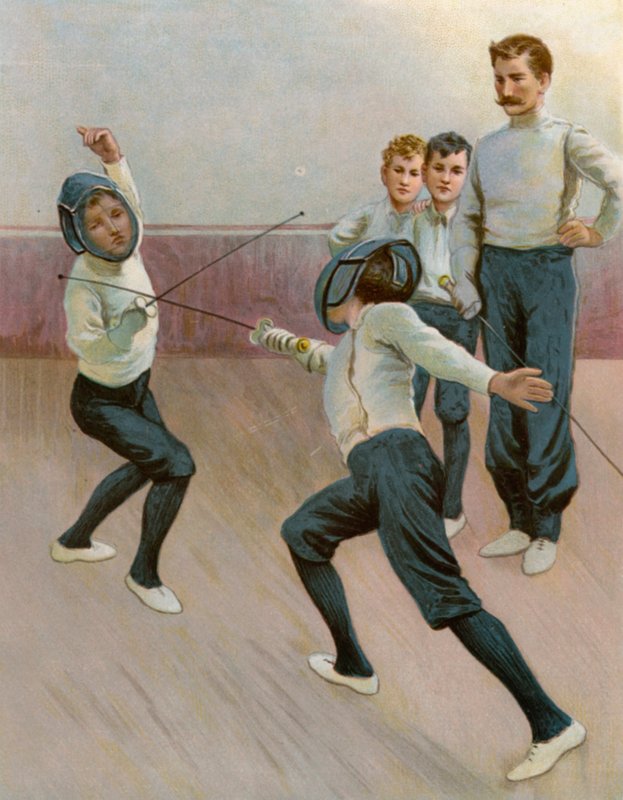 Un combate con floretes de English School