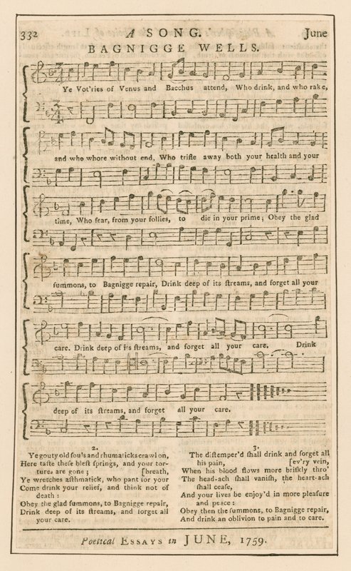 Una canción: Bagnigge Wells, Londres; música de English School