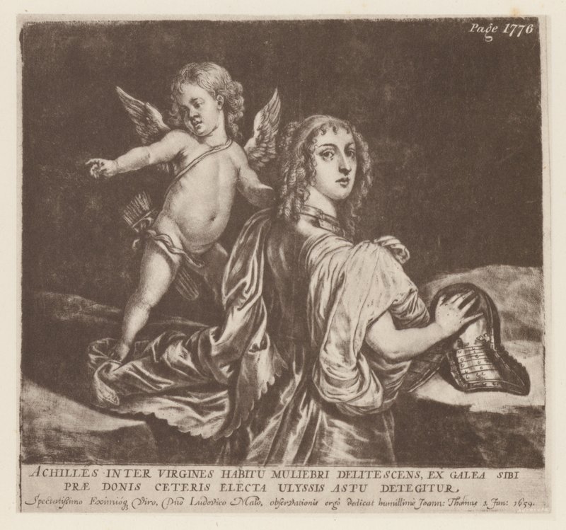 Aquiles y Cupido (lito) de English School