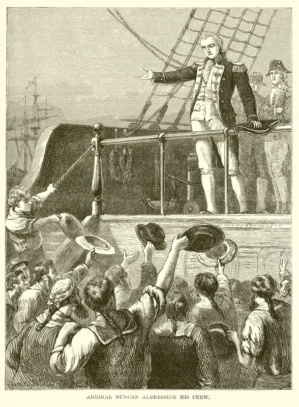 El almirante Duncan dirigiéndose a su tripulación de English School