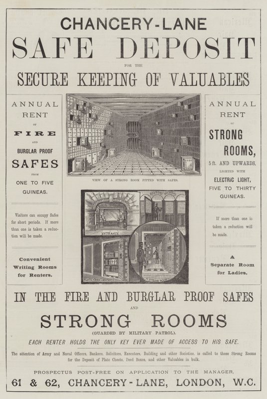 Anuncio, Chancery-Lane Safe Deposit de English School