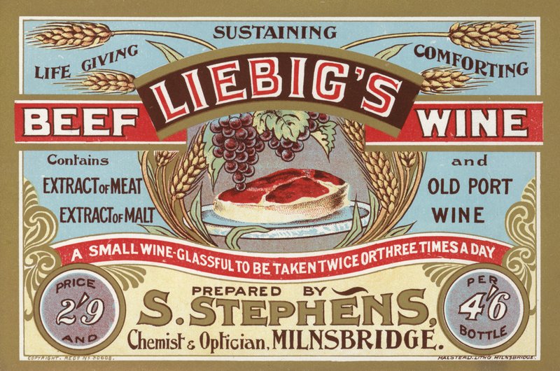 Anuncio de vino de carne de Liebig de English School