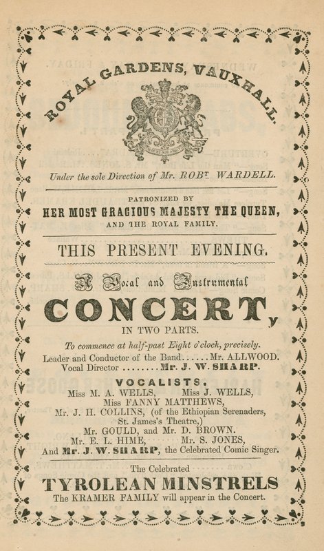 Anuncio de los Jardines de Vauxhall, Londres de English School