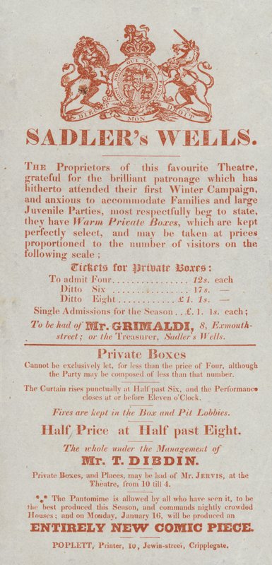 Anuncio para el Teatro Sadlers Wells de English School