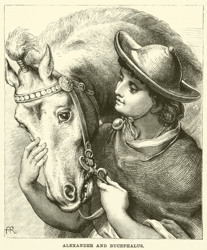 Alejandro y Bucéfalo (grabado) de English School