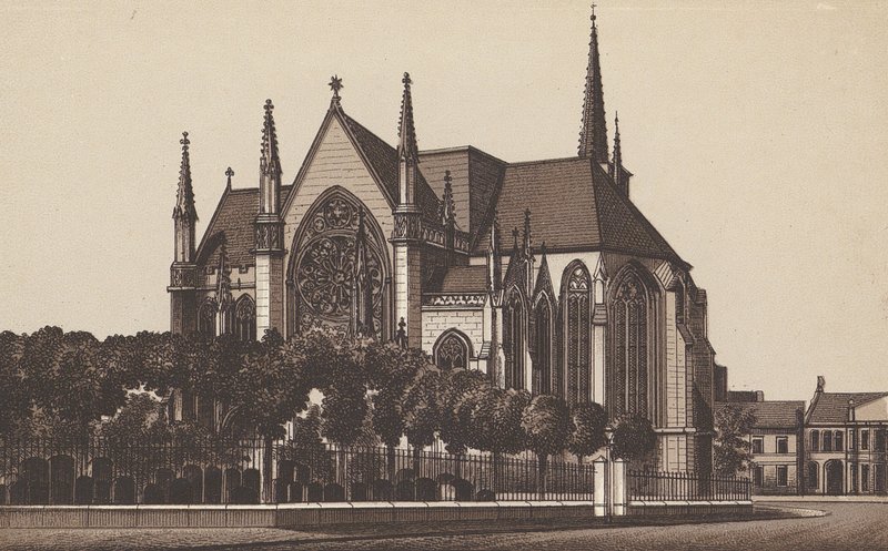 Iglesia de Todos los Santos, Leamington (litografía) de English School