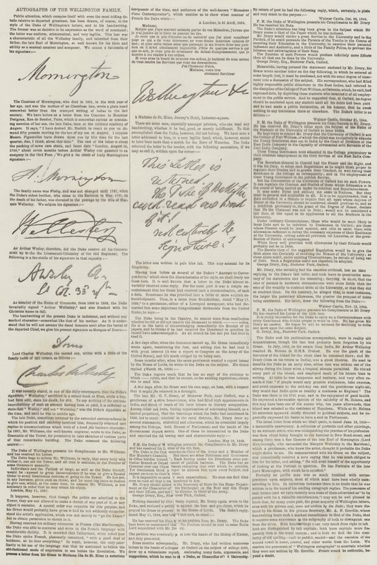 Autógrafos de la familia Wellington (grabado) de English School