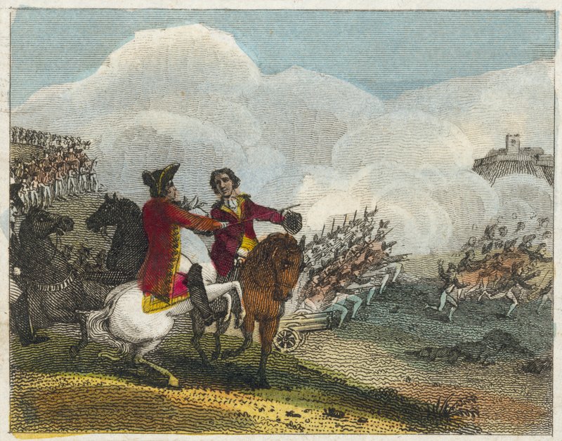Batalla de Blenheim (grabado coloreado) de English School