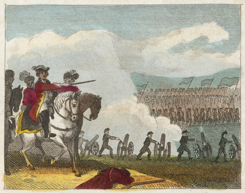 Batalla de Culloden (grabado coloreado) de English School