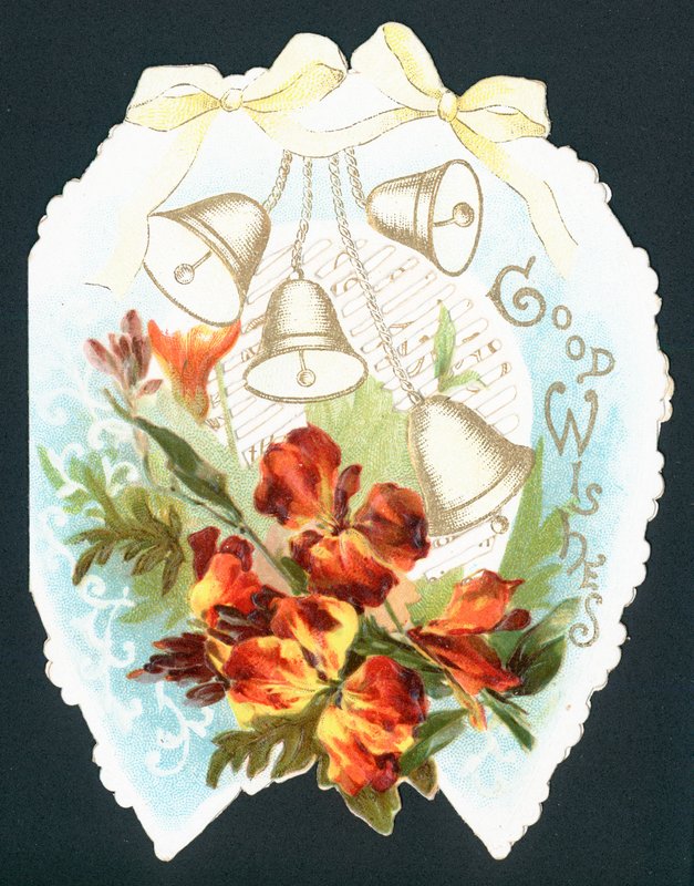 Campanas y flores en herradura, tarjeta de English School