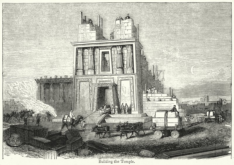 Construcción del Templo (grabado) de English School