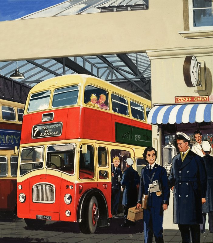 Conductores y cobradores de autobús de English School